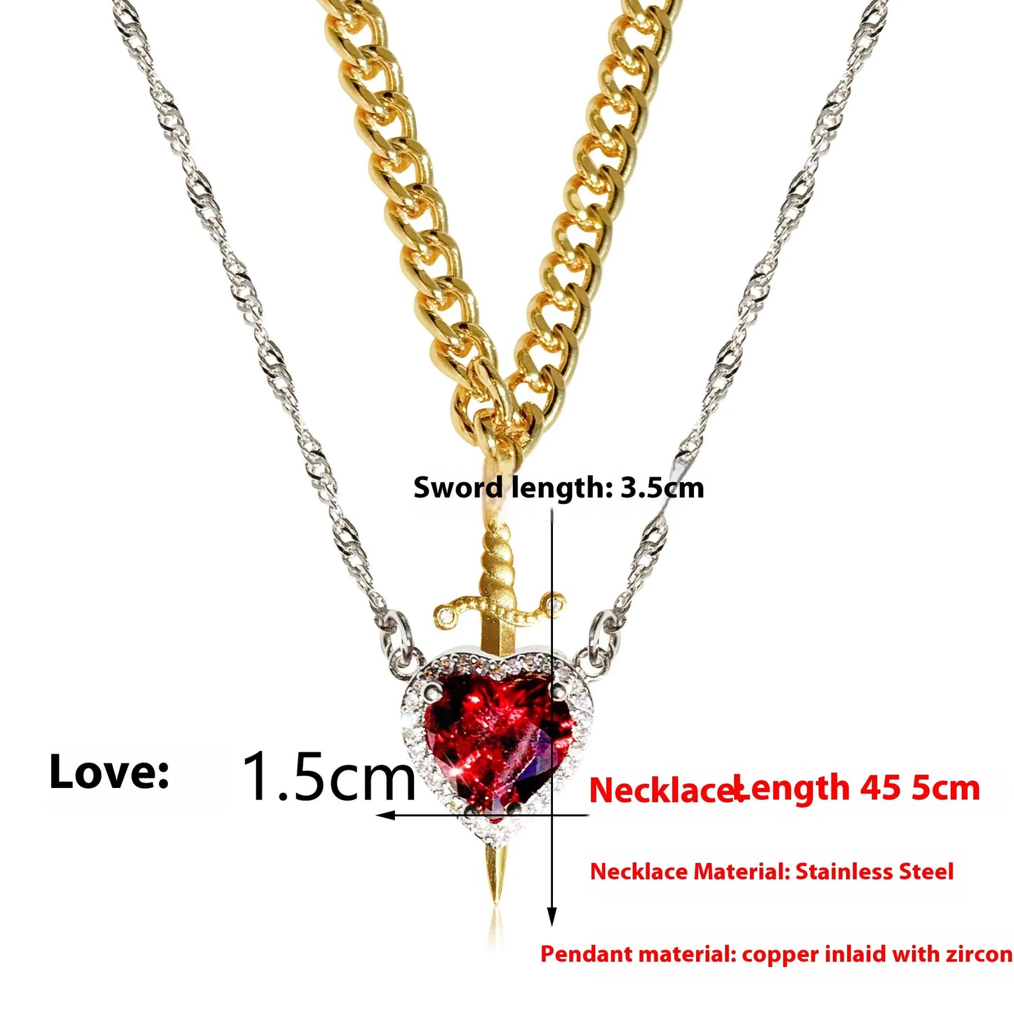 Pierced Heart Twin Flame Necklace