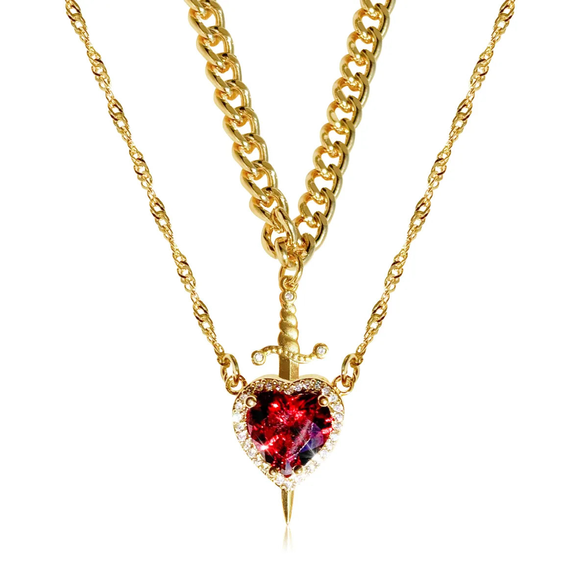 Pierced Heart Twin Flame Necklace