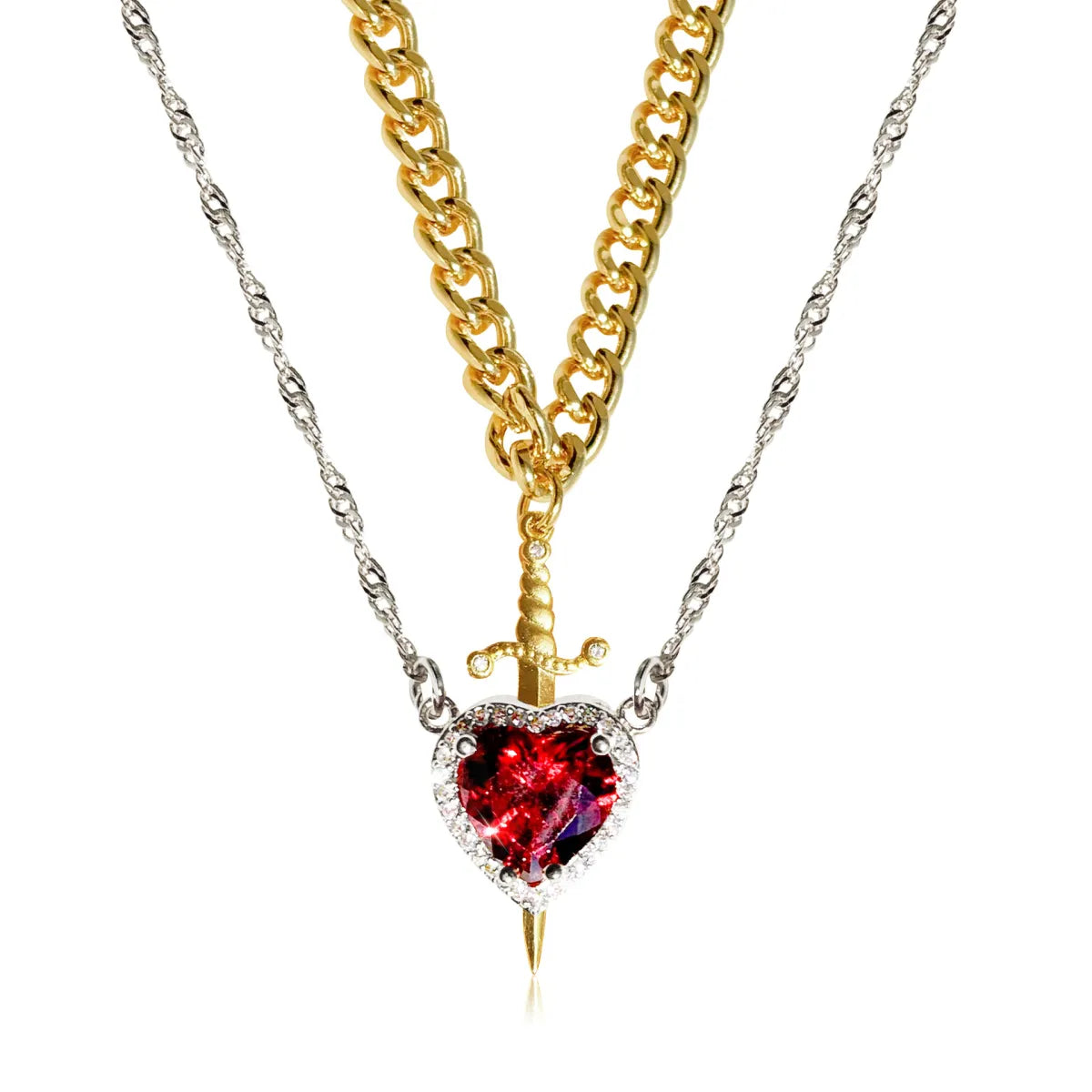 Pierced Heart Twin Flame Necklace