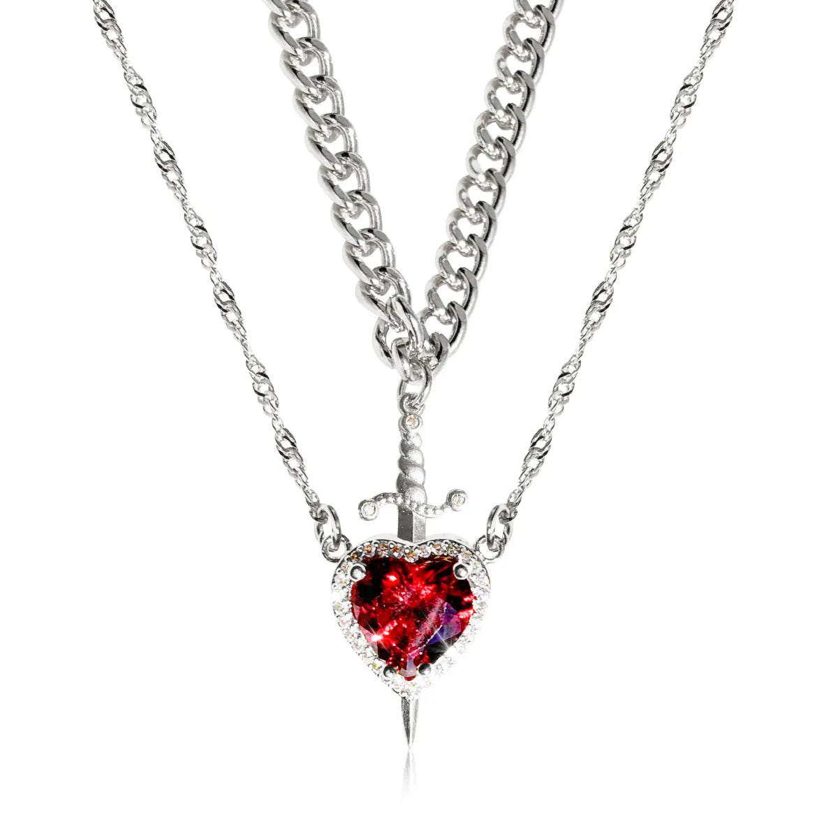 Pierced Heart Twin Flame Necklace