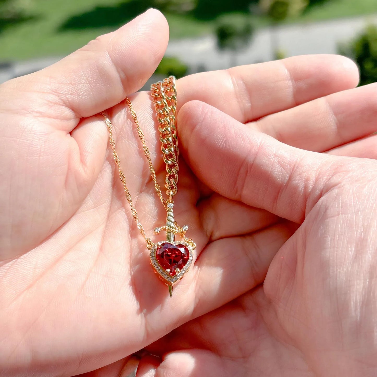 Pierced Heart Twin Flame Necklace