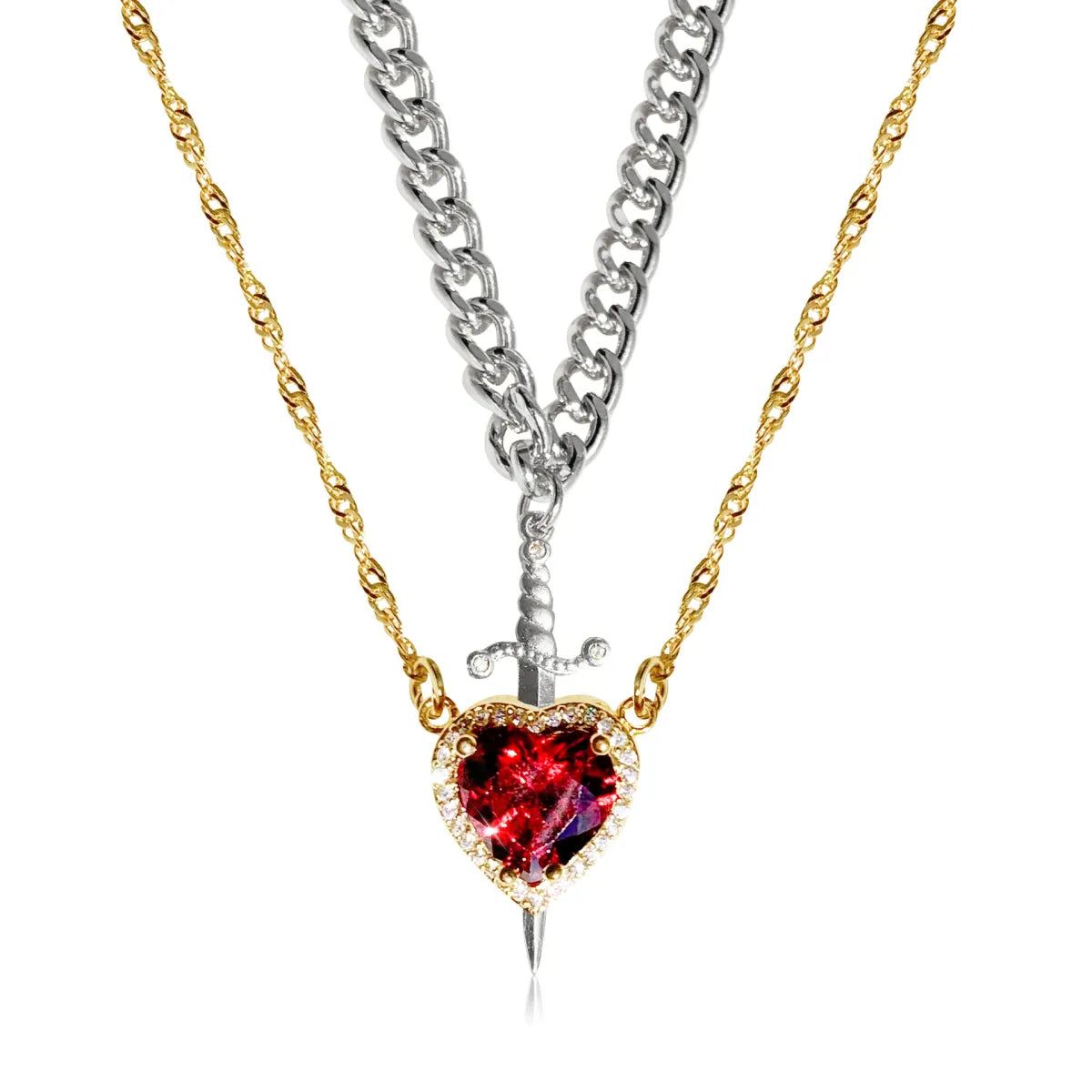 Pierced Heart Twin Flame Necklace