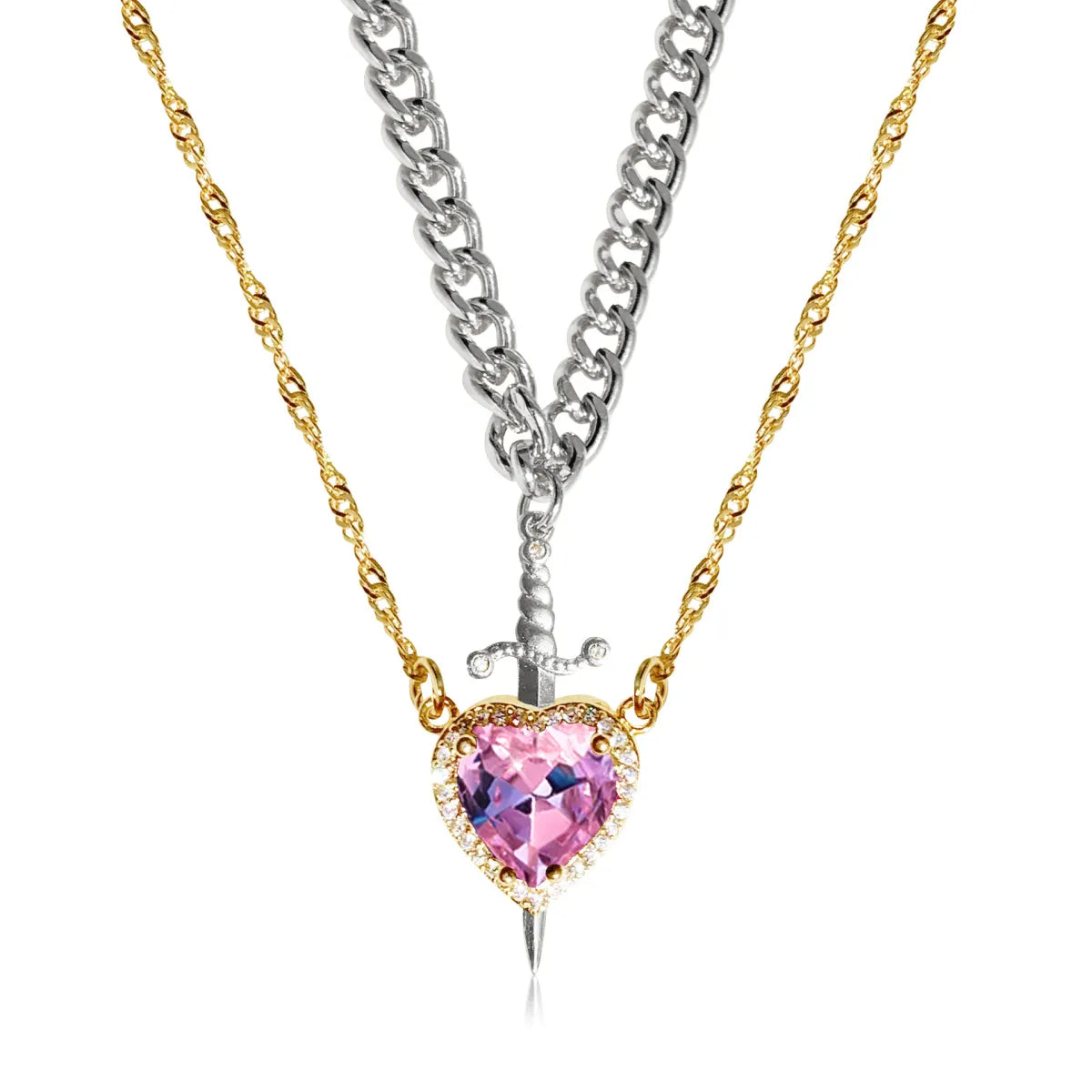 Pierced Heart Twin Flame Necklace
