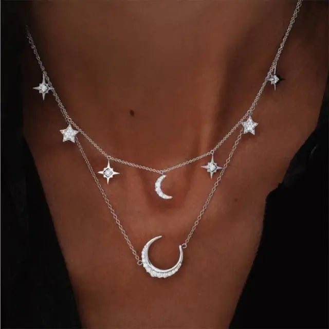 Layered Celestial Charm Necklace