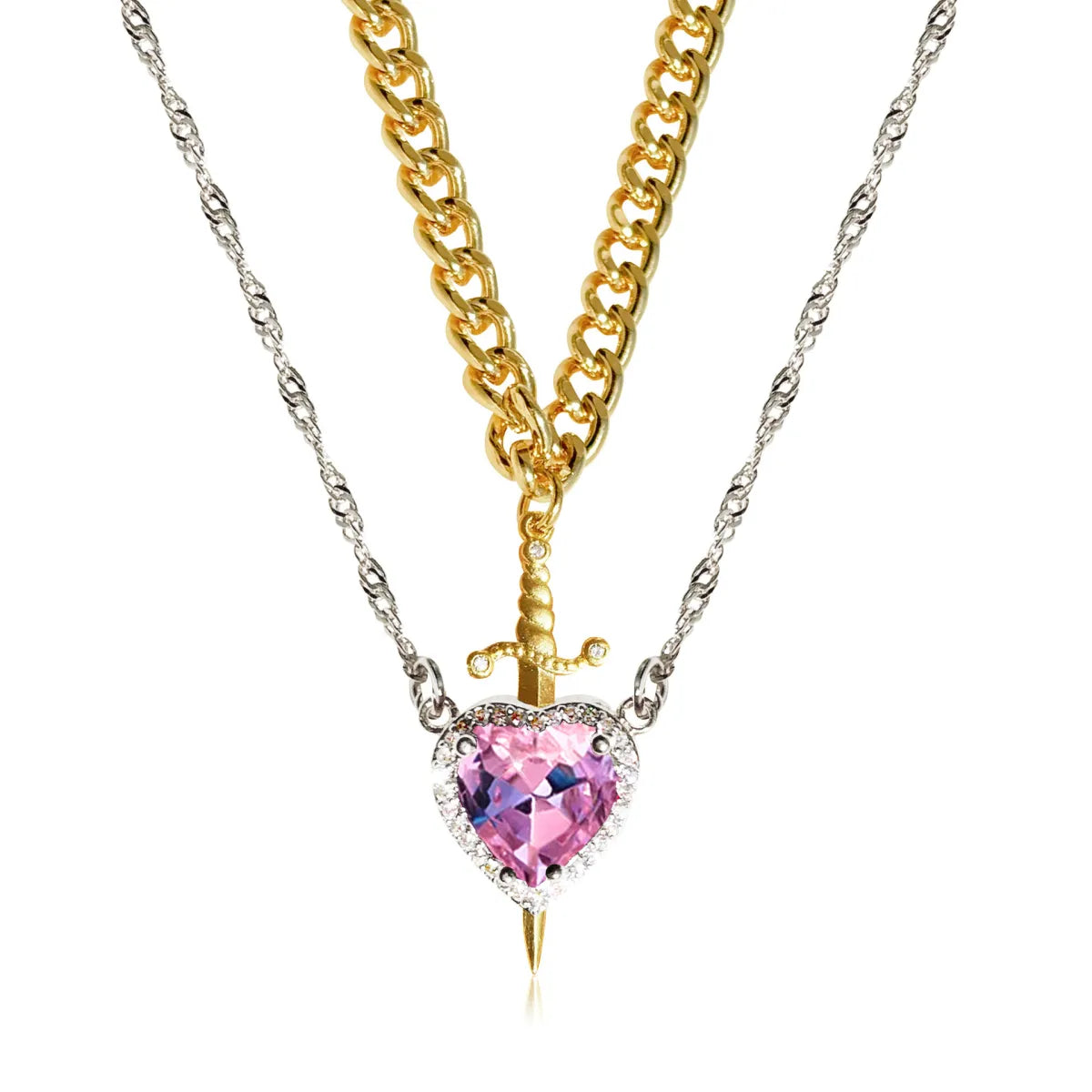 Pierced Heart Twin Flame Necklace
