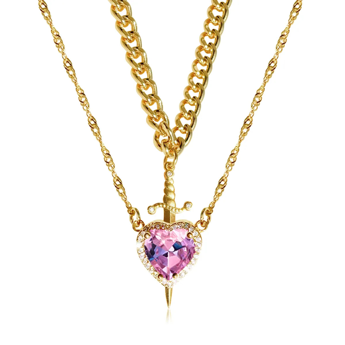 Pierced Heart Twin Flame Necklace