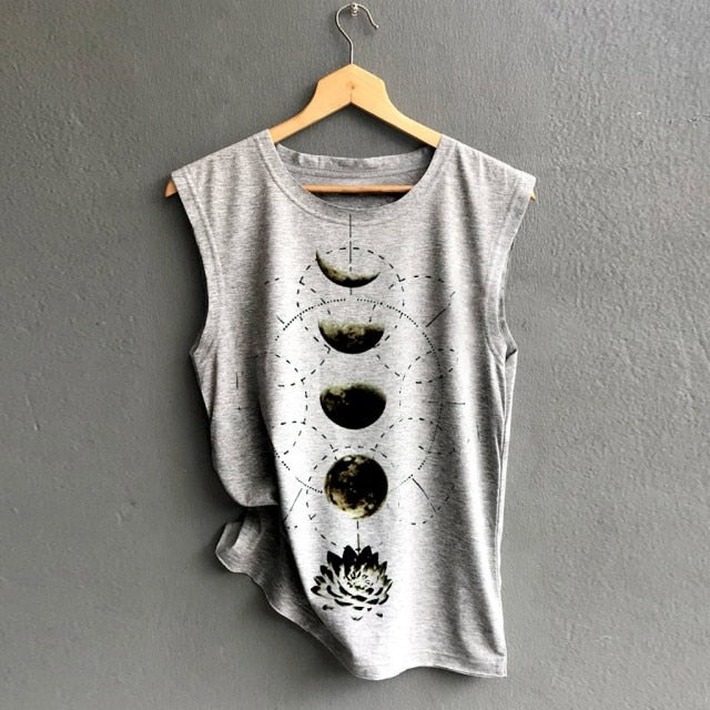 Moon Phase & Lotus Tank Top - DARK MOON