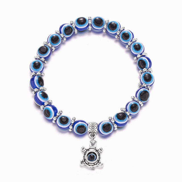 Evil Eye Beaded Bracelet with Charm - DARK MOON