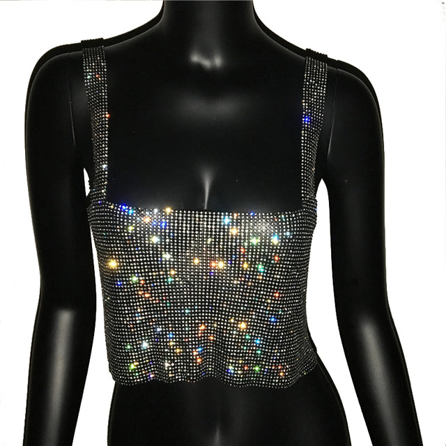 Sparkly Tank Crop Top - DARK MOON