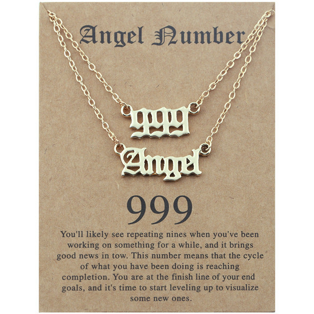 Old English Angel Numbers Necklace - DARK MOON