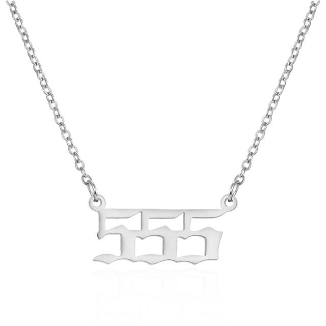 Old English Angel Number Necklace - DARK MOON