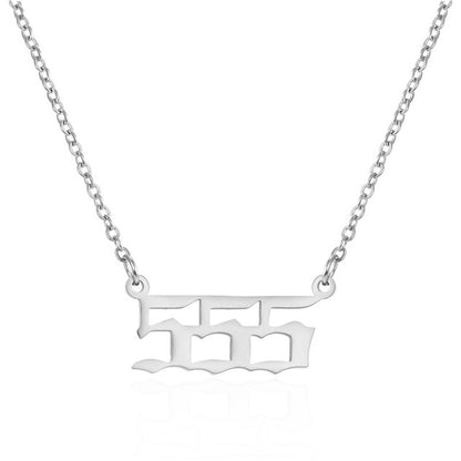 Old English Angel Number Necklace - DARK MOON