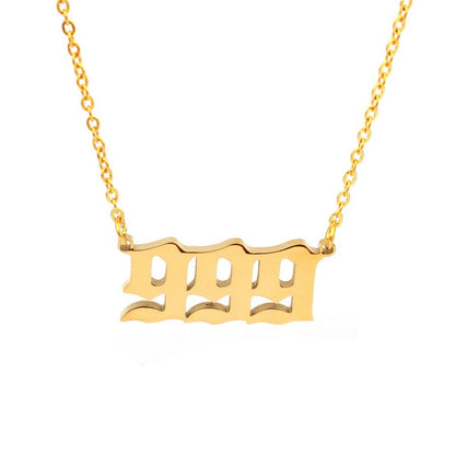 Old English Angel Number Necklace - DARK MOON