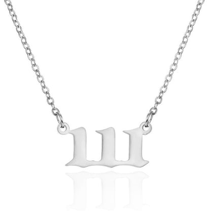 Old English Angel Number Necklace - DARK MOON