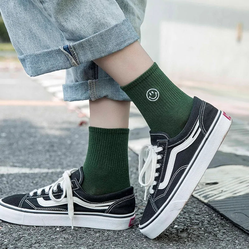Embroidered Smiley Face Socks