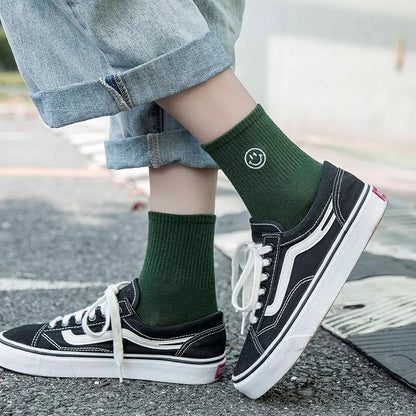 Embroidered Smiley Face Socks