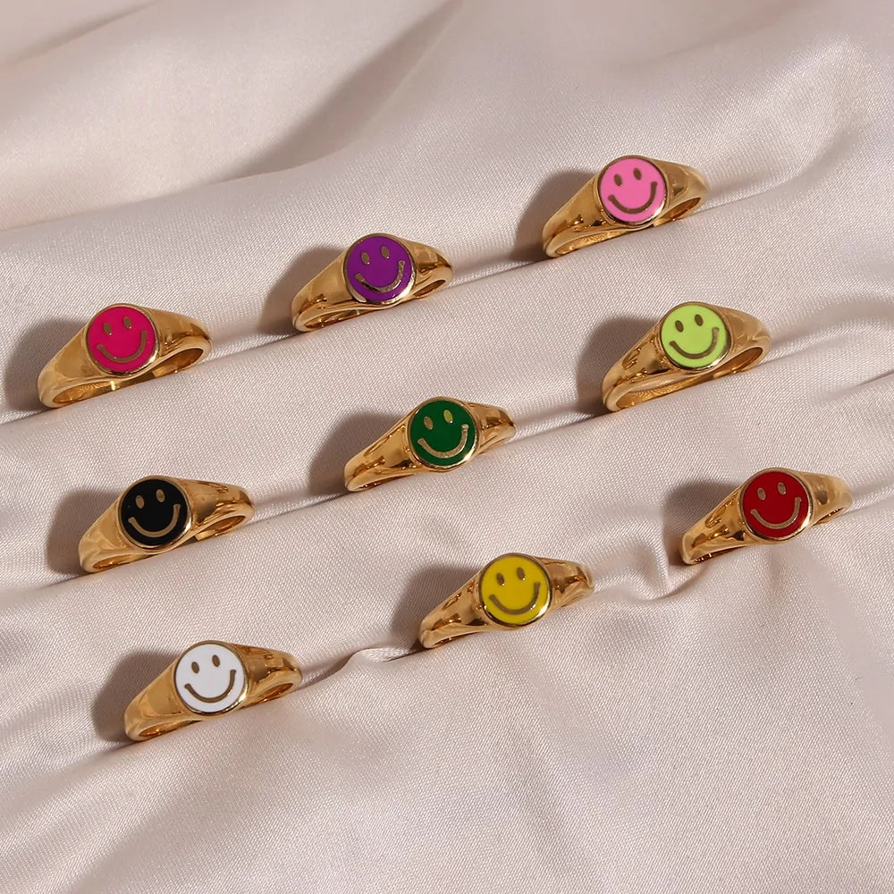 Color Smiley Face Ring