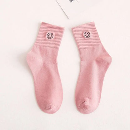 Embroidered Smiley Face Socks