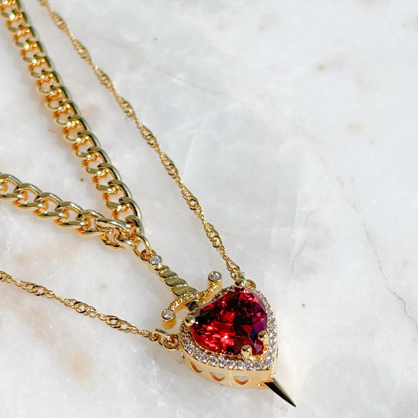 Pierced Heart Twin Flame Necklace