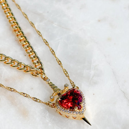 Pierced Heart Twin Flame Necklace