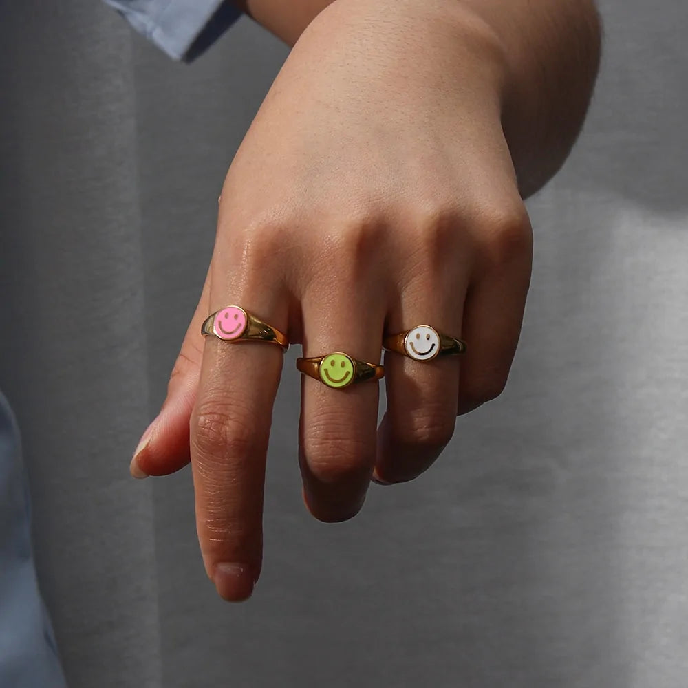 Color Smiley Face Ring