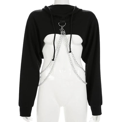 Chained Crop Top Hoodie