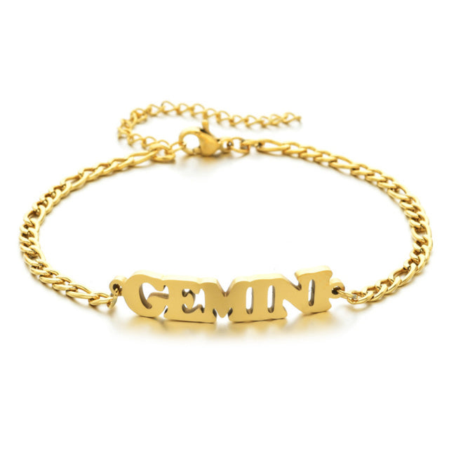 Zodiac Sign Word Bracelet - DARK MOON