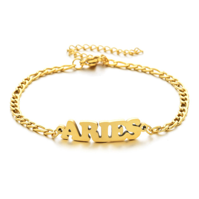 Zodiac Sign Word Bracelet - DARK MOON