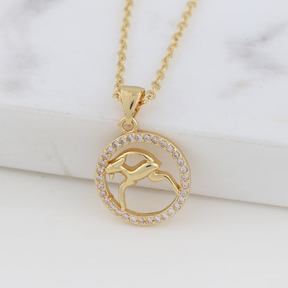 Round Zodiac Sign Necklace - DARK MOON