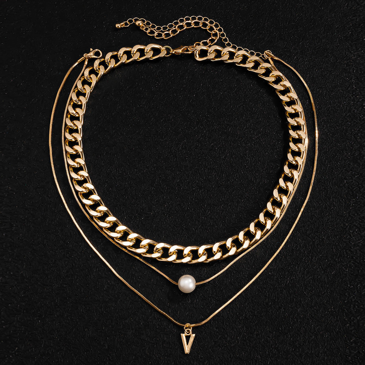 Chunky Chain Multi Layer Necklace - DARK MOON