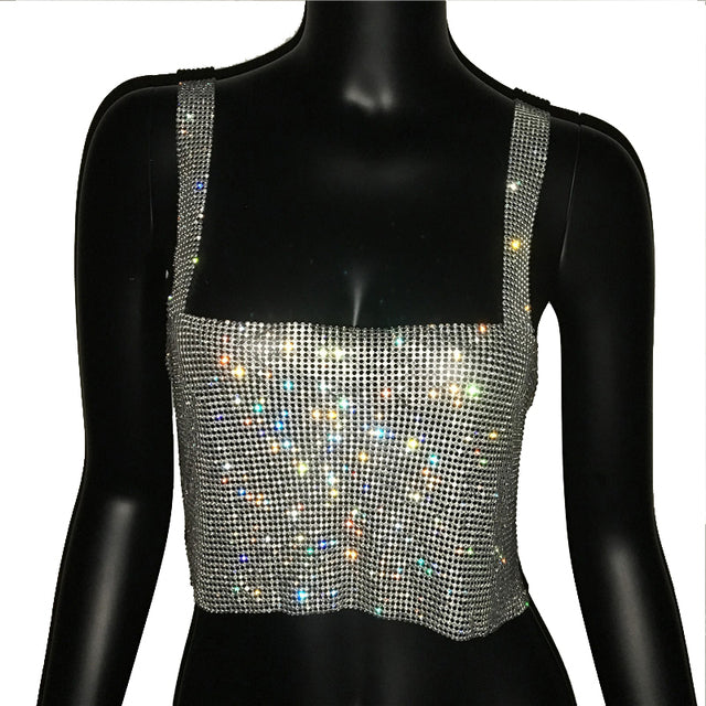 Sparkly Tank Crop Top - DARK MOON