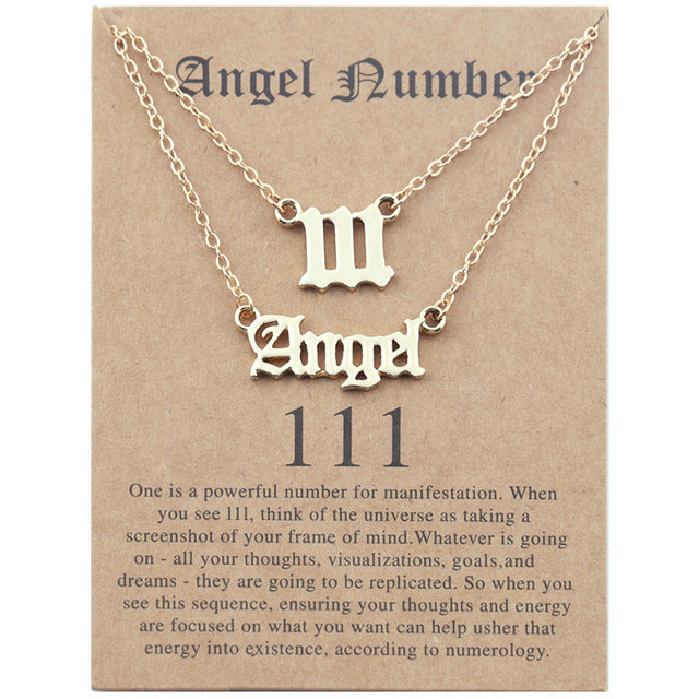 Old English Angel Numbers Necklace - DARK MOON