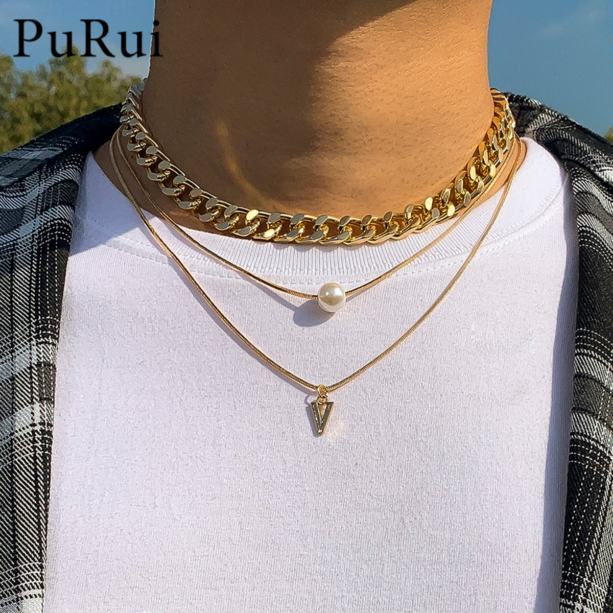 Chunky Chain Multi Layer Necklace - DARK MOON