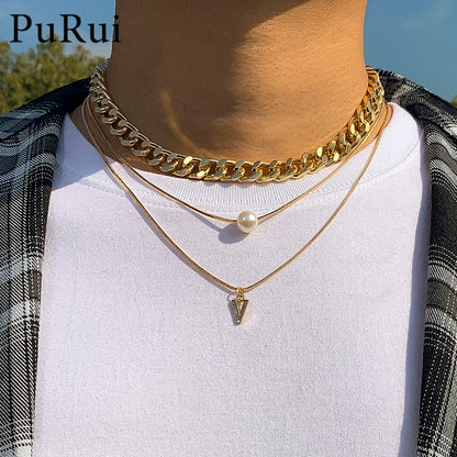 Chunky Chain Multi Layer Necklace - DARK MOON
