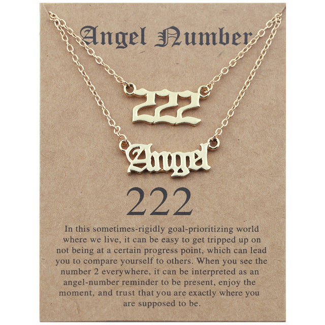 Old English Angel Numbers Necklace - DARK MOON