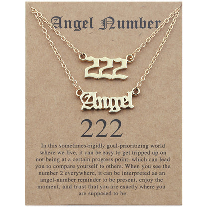Old English Angel Numbers Necklace - DARK MOON