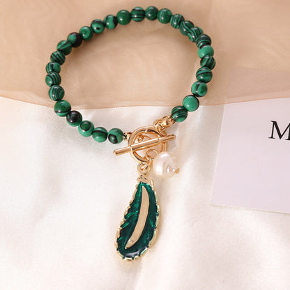 Malachite Pearl Necklace and Bracelet - DARK MOON