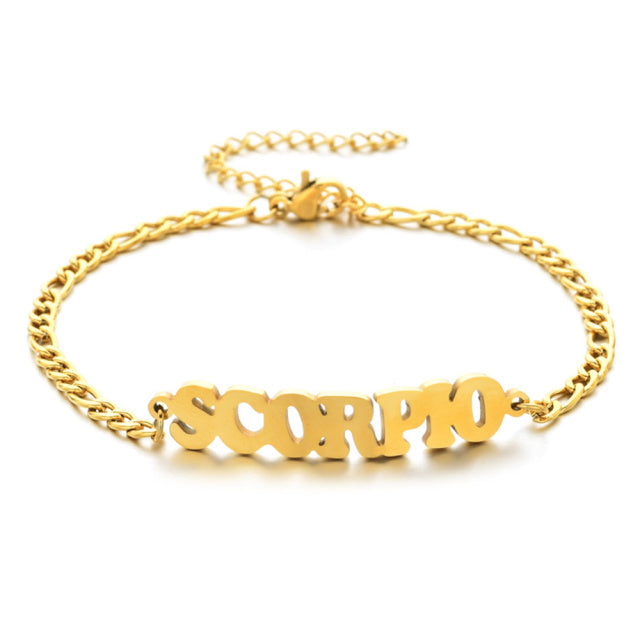 Zodiac Sign Word Bracelet - DARK MOON
