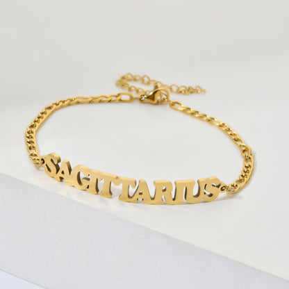 Zodiac Sign Word Bracelet - DARK MOON