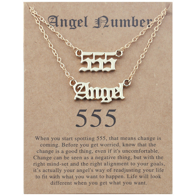 Old English Angel Numbers Necklace - DARK MOON