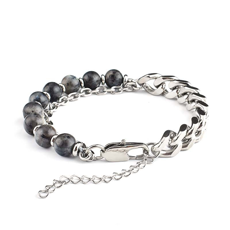 Stone & Metal Chain Bracelet - DARK MOON