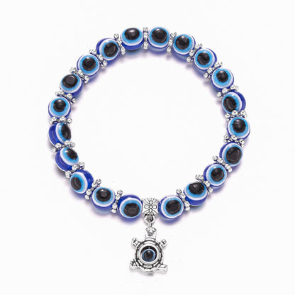 Evil Eye Beaded Bracelet with Charm - DARK MOON