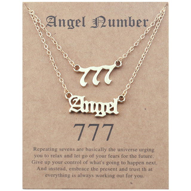 Old English Angel Numbers Necklace - DARK MOON