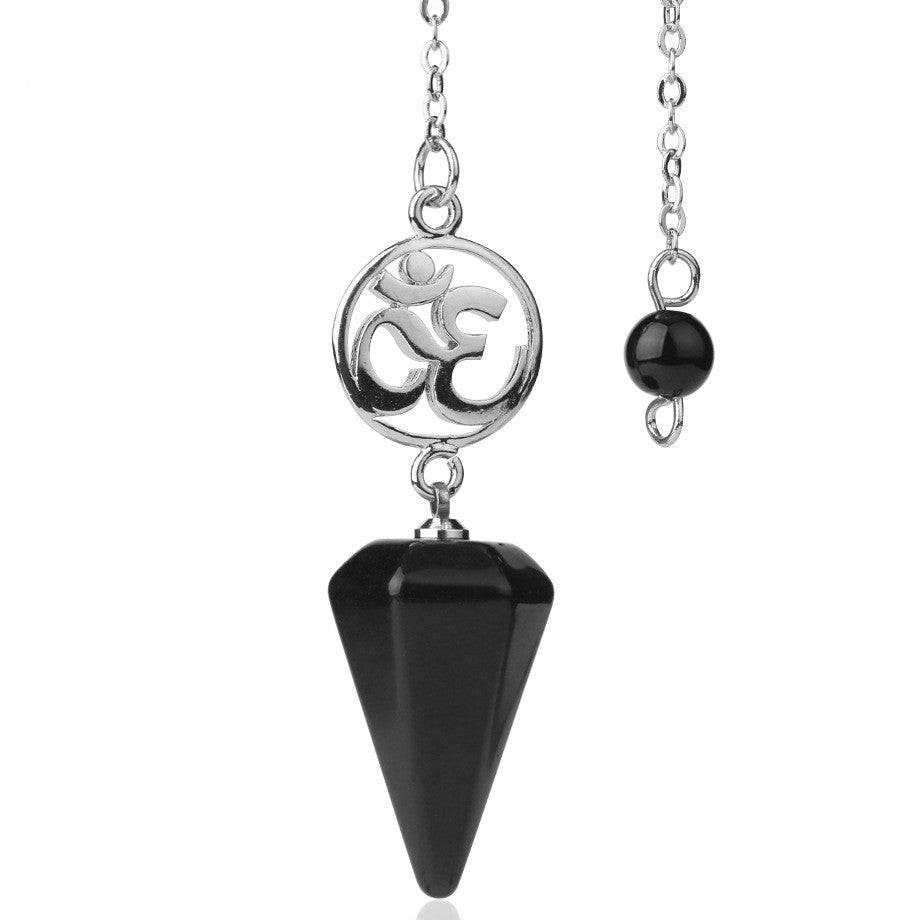 Crystal Pendulum with Om Charm - DARK MOON