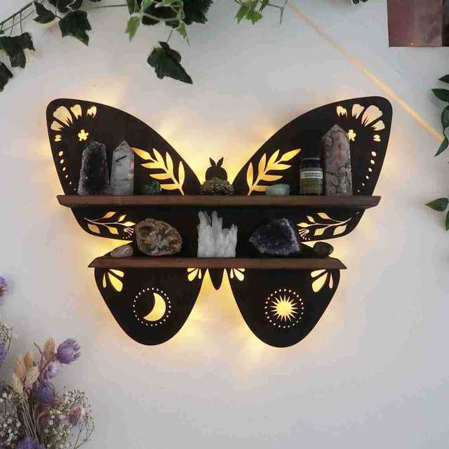 Wooden Crystal Storage Shelf - DARK MOON