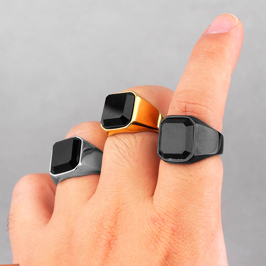 Black Stone Signet Ring - DARK MOON