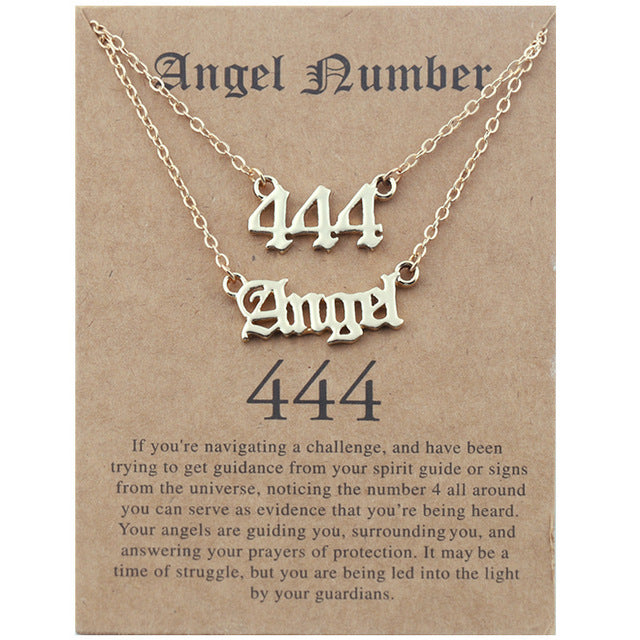 Old English Angel Numbers Necklace - DARK MOON