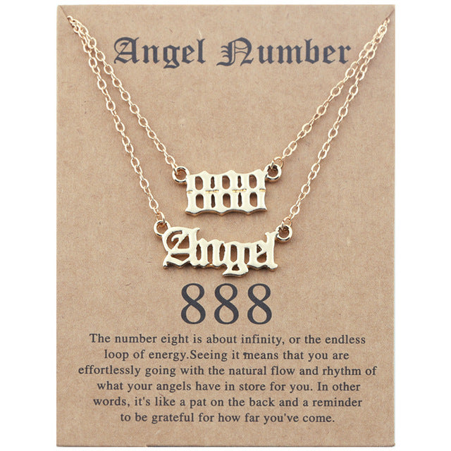 Old English Angel Numbers Necklace - DARK MOON