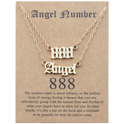 Old English Angel Numbers Necklace - DARK MOON