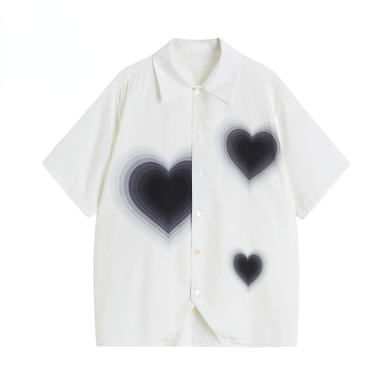Oversized Heart Button Up Shirt - DARK MOON